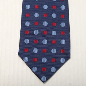 Charles Tyrwhitt Tie Mens One Size Blue Silk Geometric Pattern Made In England